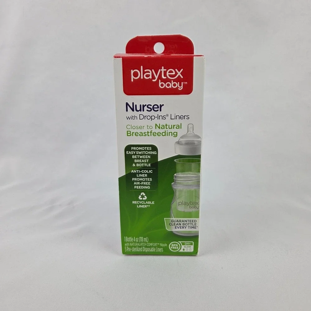New Playtex Baby Nurser with Drop-Ins Liners Baby Bottles 4 Oz Lot of‎ 3 Bottles